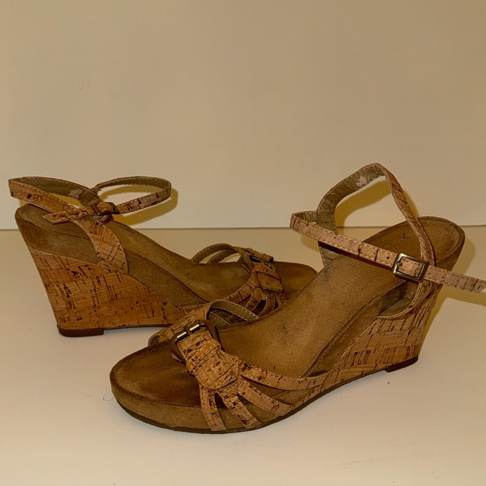 Wedge Espadrille Sandals with Silver Buckle